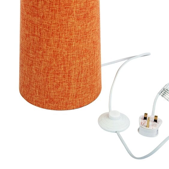 Happy Homewares Modern Dusty Orange Linen Fabric Floor Lamp with Drum Shade and Base
