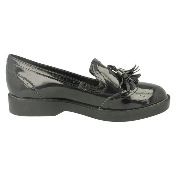 Spot On Ladies Spot On Mid Heel Tassel Vamp Brougue Shoe