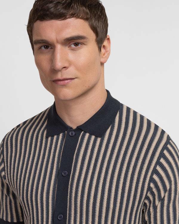 Steel & Jelly Grove - Textured Stripe Knitted Short Sleeve Shirt
