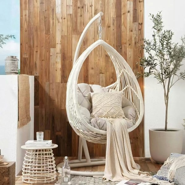 Dominic Rattan Garden Hanging Egg Chair with Stand, Indoor/ Outdoor Use-Rit Concept-Rit Concept