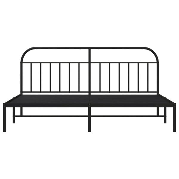 Berkfield Metal Bed Frame with Headboard Black 200x200 cm