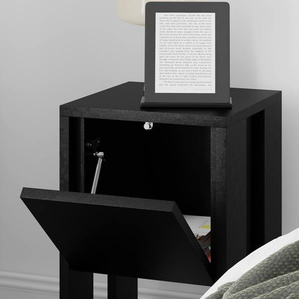 Decortie Ema Modern Bedside Table with Storage Drop-Door Cabinet 30cm Width