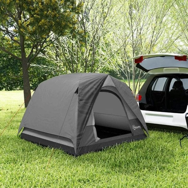 Camping Tent, Easy Set Up 2-3 Man Tent with Sewn-in Groundsheet, 3000 mm Dome Tent w/ Mesh Windows, Dark Grey