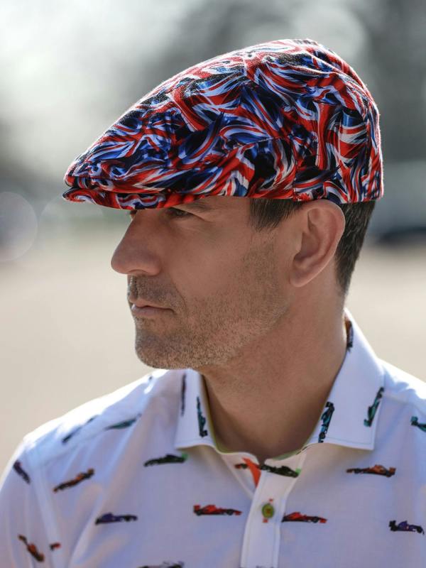 Union Jack Printed Flat Cap - Claudio Lugli Shirts