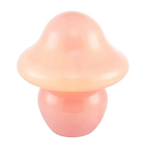 Soft Blush Pink Mushroom Table Lamp with Curvy Head and Round Base Image 8