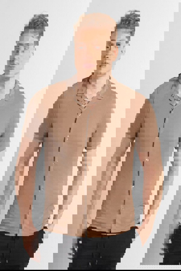 ENORSIA Mens Revere Collar Short Sleeve Jersey Shirt