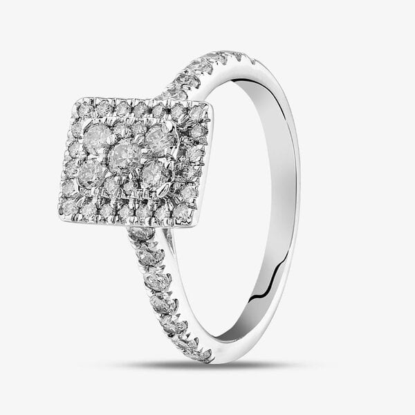 T. H. Baker 9ct White Gold Diamond Oblong Cluster Ring TH012596R