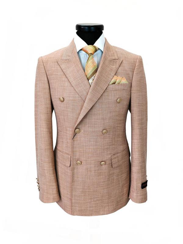 Light Salmon Slim Fit Double-Breasted Suit
