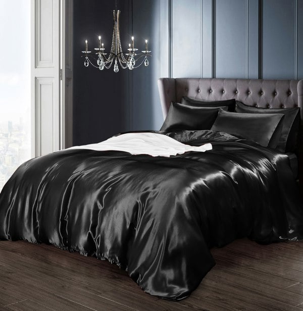 Intimates Faux Silk Duvet Cover Set with Matching Pillowcase, Luxury Bedroom Decor Bedding Ensemble