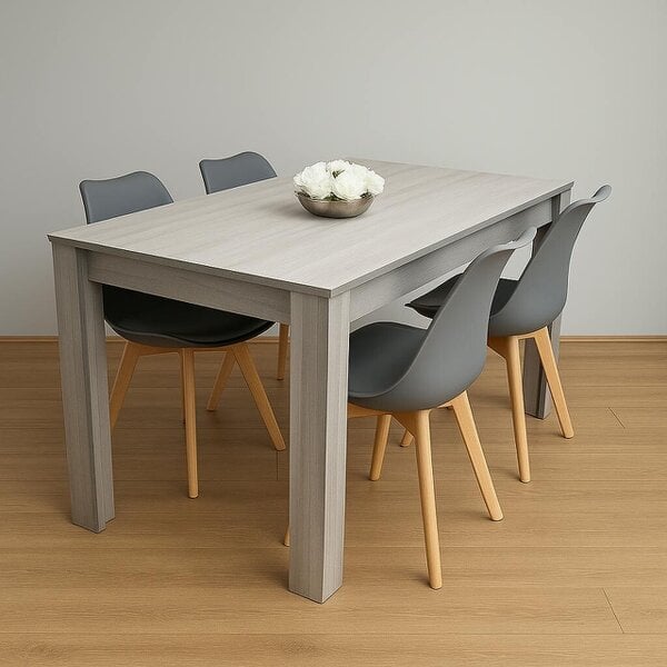 Kosy Koala Modern Grey Dining Table Set With 4 Grey Plastic Chairs Dining Room Furniture