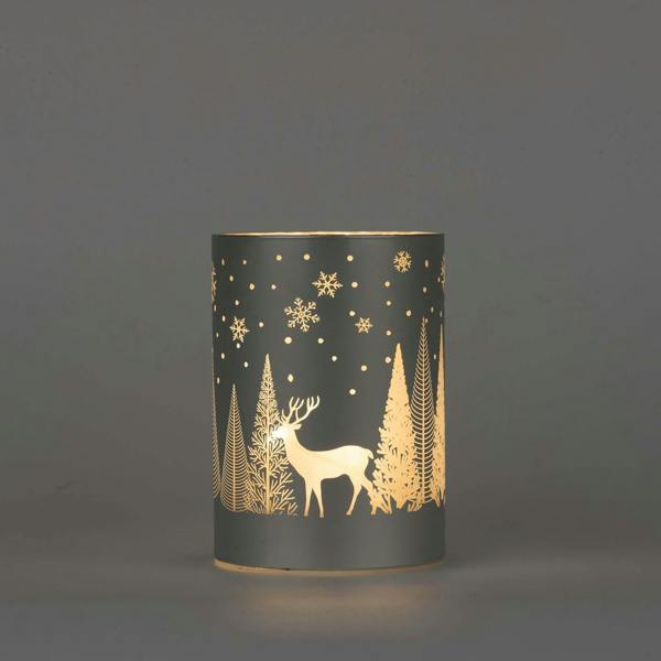 14cm Christmas Decorated Glass Vase LED Lamp with Warm White Lights for Indoor Festive Display image 1