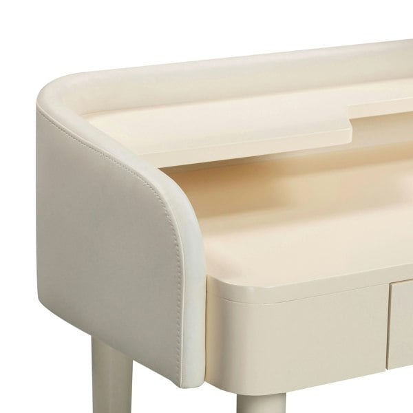 Furniture Edit Penelope Cream Vegan Leather Wrapped Vanity Desk Dressing Table