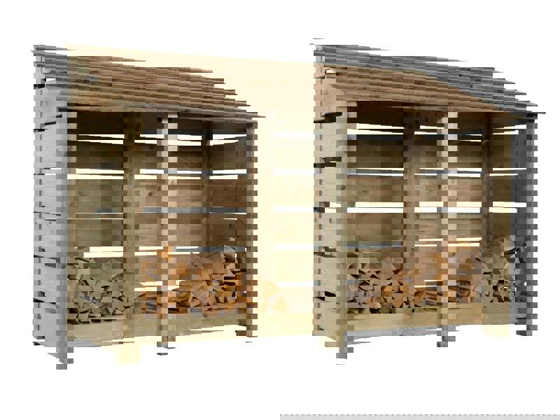 Arbor Garden Solutions Slatted Wooden Log Store W-187cm, H-126cm or 180cm, D-88cm
