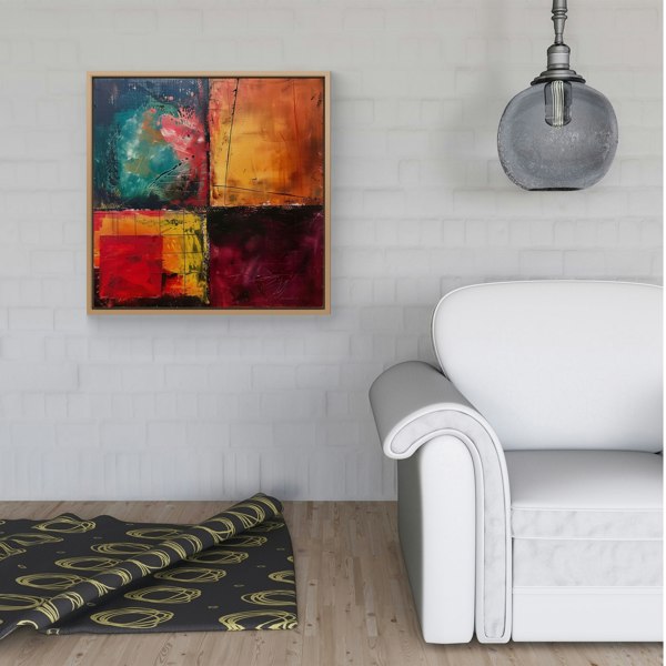 Warren Reed Quadrant Fusion: Colours In Conflict Framed Canvas