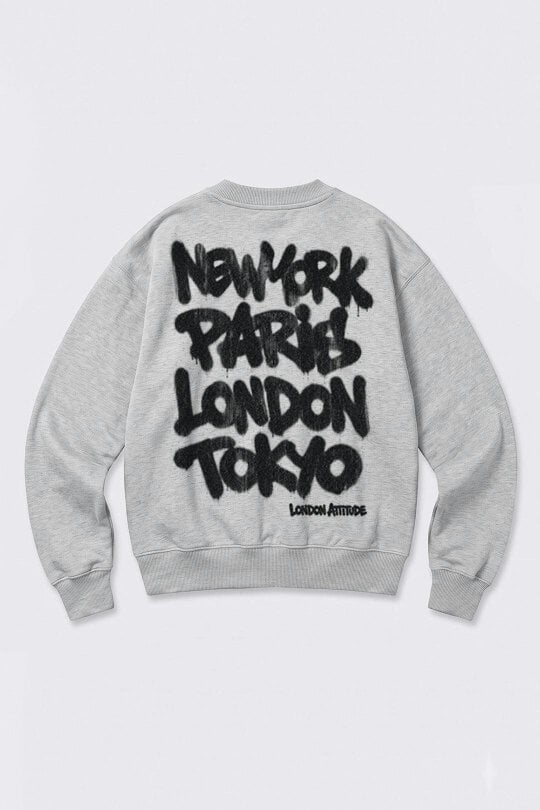 London Attitude Oversized City Graffiti Graphic Sweatshirt