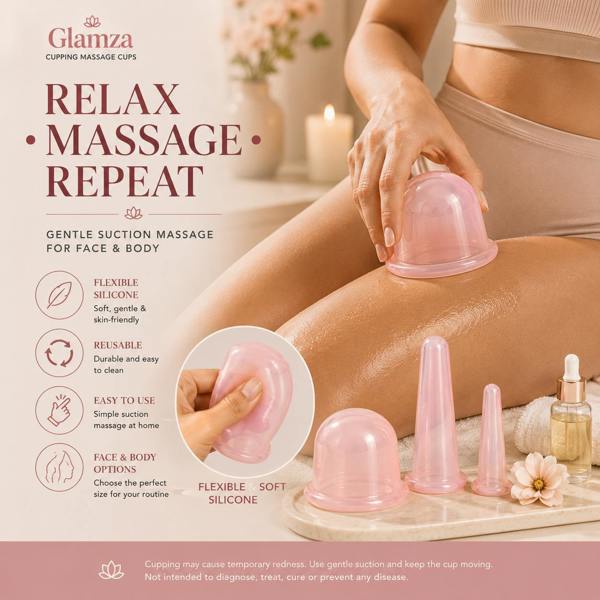 Glamza Cupping Massage Cups - 3 Pack (All Sizes)