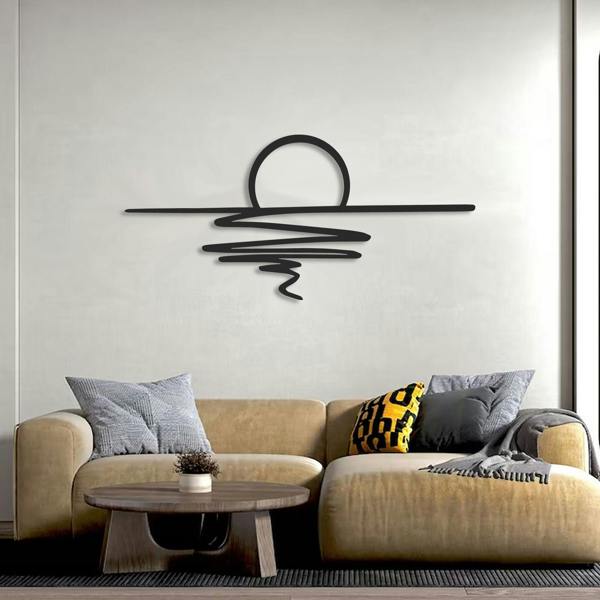 Decortie Sunset Minimalist Metal Line Art Wall Decor 60x27