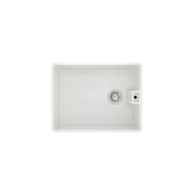 Flode Dellen | 1.0 Bowl Comite Belfast Farmhouse Style Sink | Strainer Waste Supplied | 595mm x 445mm | Gloss White Finish