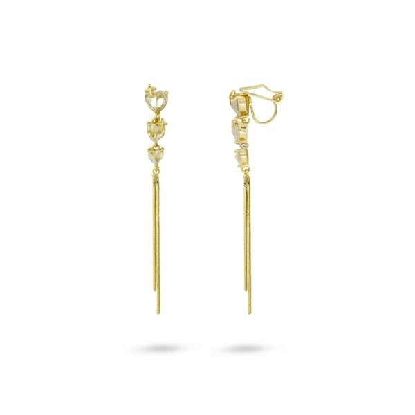 Gold Trip Heart Drop Clip On Earrings