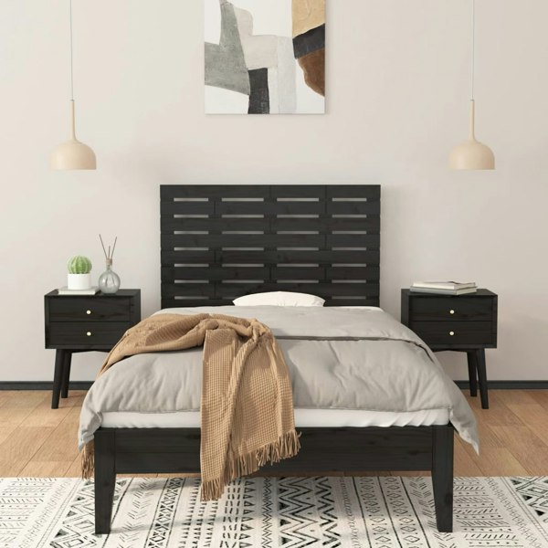Berkfield Wall Headboard Black 96x3x63 cm Solid Wood Pine