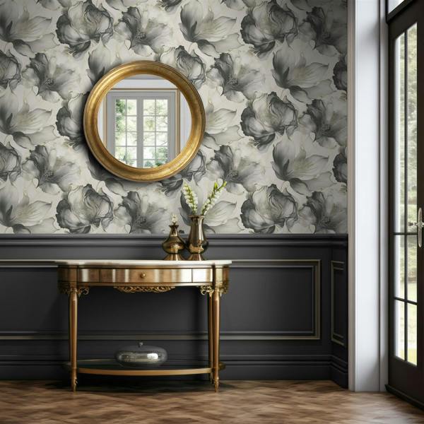 Elysian Floral Black & Gold Wallpaper image 4