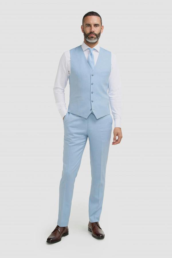 House of Cavani Malibu - Men's Sky Blue Textured 3 Piece Suit