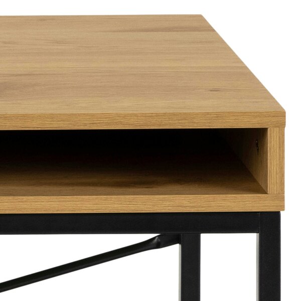 Wyld Haus El Paso Wild Oak Effect Desk with Drawer and Shelf Black Metal Base