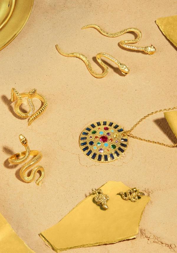 Latelita Coiled Cobra Snake Stud Earrings Gold