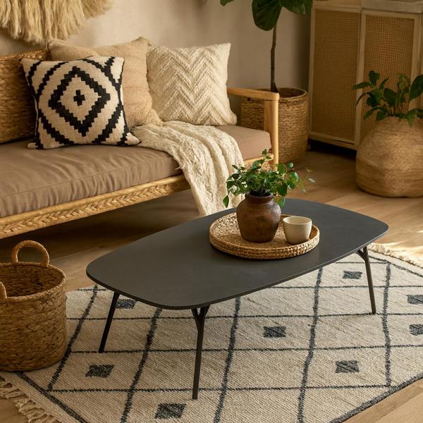 Wyld Haus Rosefern Black Ceramic Oblong Coffee Table