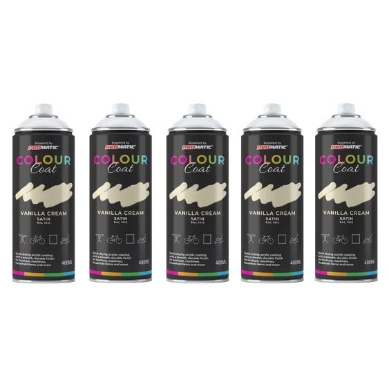 Colour Coat 5X Vanilla Cream RAL 1015 Satin Spray Paint 400ml
