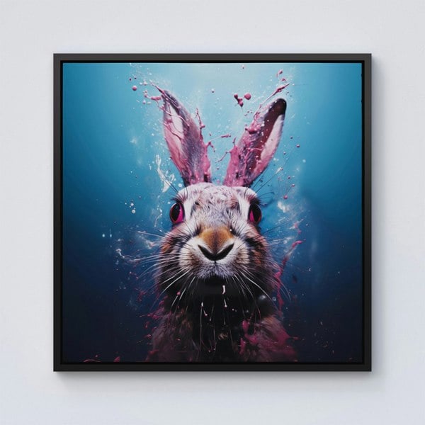 Warren Reed Rabbit Face Splash Art Framed Canvas