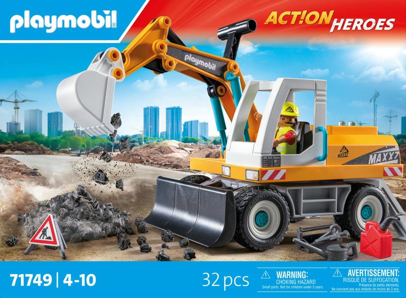 Playmobil Action Heroes Large Excavator Construction Toy