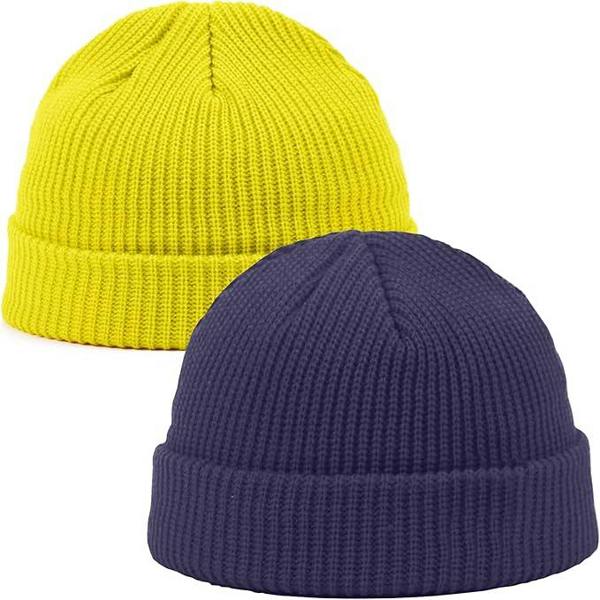 ATEK 2 Pack Fisherman Beanie Hat Short Trawler Skull Cap Navy Blue