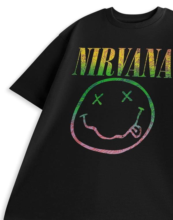 Nirvana Unisex Black Rainbow Short Sleeved T-Shirt