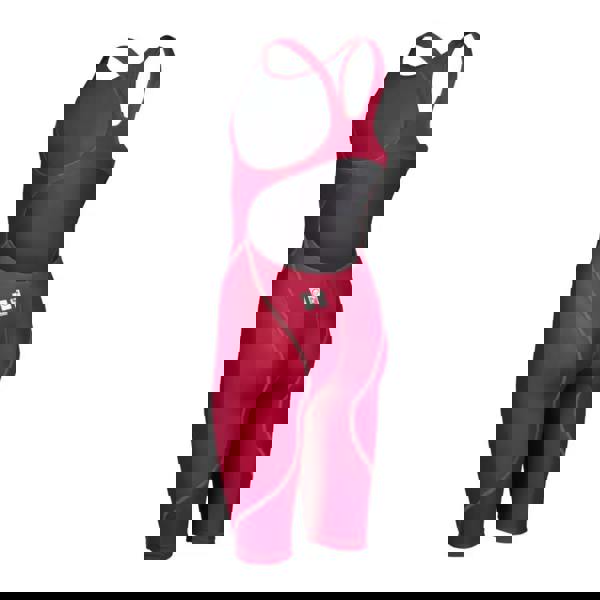 Arena Girls Powerskin ST NEXT open back suit in deep red with recycled materials