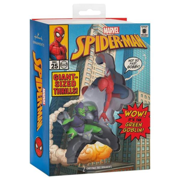 Marvel Spiderman/Green Goblin Hallmark Storied Moments Christmas Tree Ornaments Set