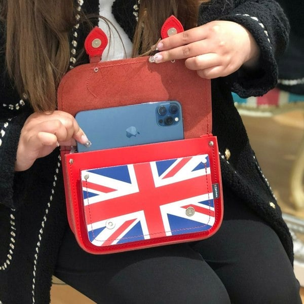 Zatchels Union Jack Midi Satchel - Pillar Box Red