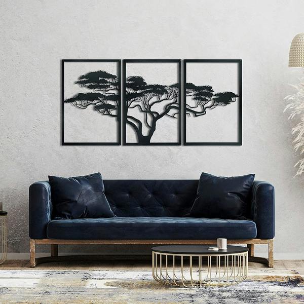 Decortie African Tree Silhouette Metal Wall Decor 120x60
