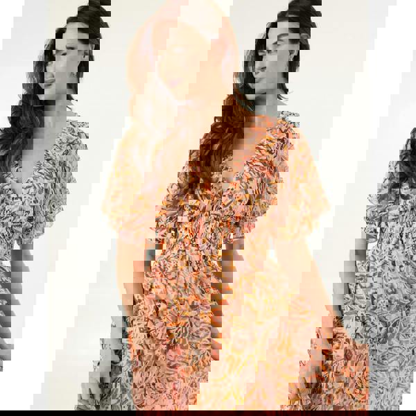 Blue Vanilla V Neck Shirred Waist Mini Dress