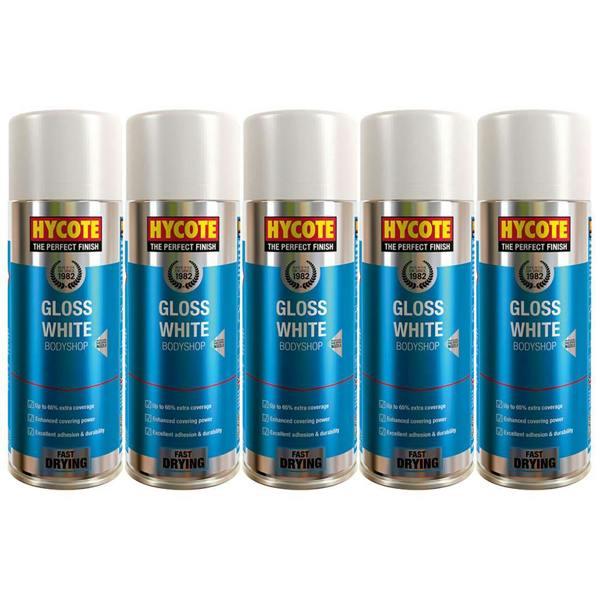 Hycote 5X Hycote Bodyshop Gloss White Spray Paint 400ml