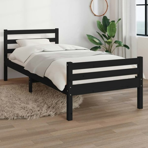 Berkfield Bed Frame Black Solid Wood 100x200 cm