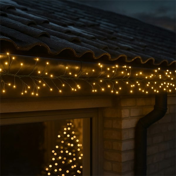 Xmas Haus Mini Cluster Lights Warm White LED  18m Green Wire