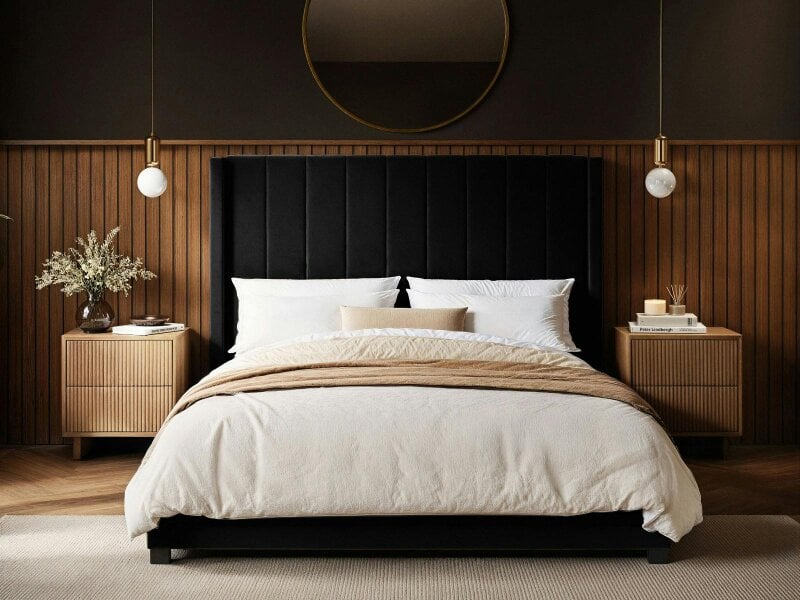 Flair Tiggy Ottoman Bed with Winged Headboard Black Velvet