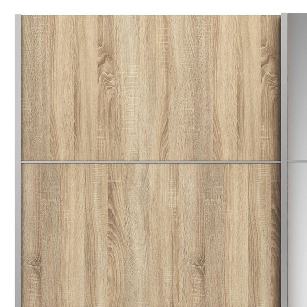 Wyld Haus Bordeaux Mirror and Natural Double Sliding Door Wardrobe 180cm 5 Shelves