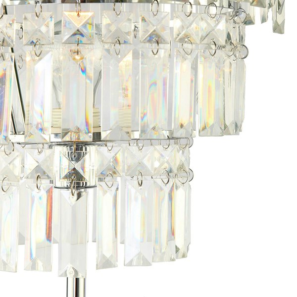 Modern Chrome Floor Lamp with Clear Acrylic Decor Three Tier Waterfall Design Image 3