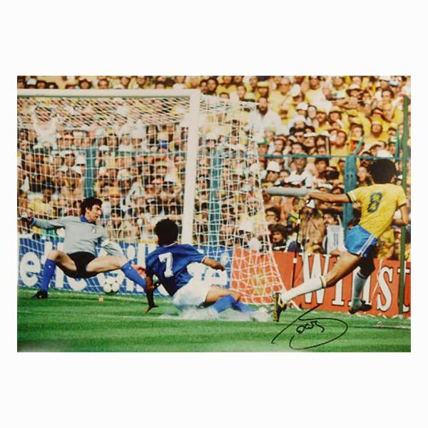 Unbranded Socrates signed 1982 World Cup photo — Premium framing
