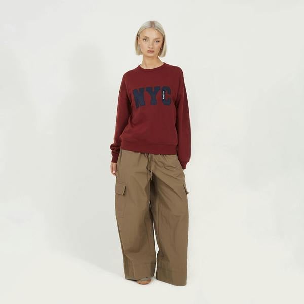 Brave Soul Burgundy Slogan Crew Neck Sweatshirt - Burgundy Image 3