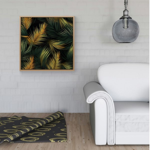 Warren Reed Golden Palm Leaves Framed Canvas