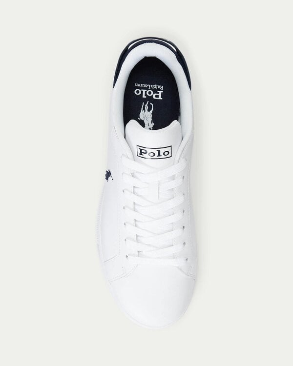 Ralph Lauren Heritage Court II Mens Leather Sneaker - White/Navy