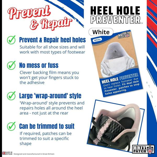 Trainer Armour Heel Hole Preventers - Shoe Lining Reinforcement - 1 Pair